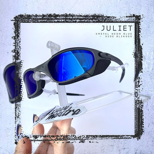 Juliet Xmetal Neon Blue + SideBlinder Preto